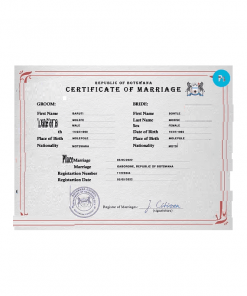 Botswana marriage certificate PSD template, fully editable