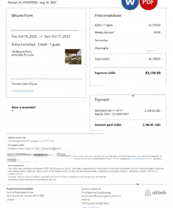 St. Lucia Airbnb booking confirmation Word and PDF template