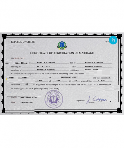 Chile marriage certificate PSD template, completely editable
