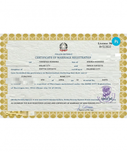 Italy marriage certificate PSD template, completely editable