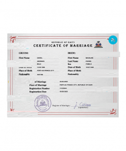 Haiti marriage certificate PSD template, completely editable