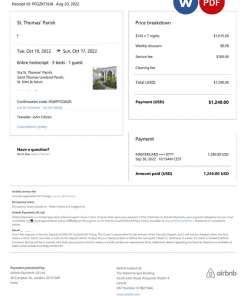 Saint Kitts and Nevis Airbnb booking confirmation Word and PDF template