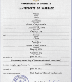 Australia marriage certificate PSD template, completely editable