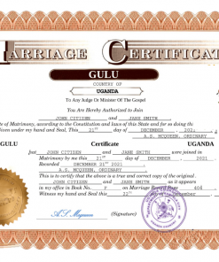 Uganda marriage certificate Word and PDF template, completely editable quantity 1 to cart category: certificate Description