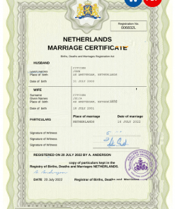 Netherlands marriage certificate Word and PDF template, fully editable