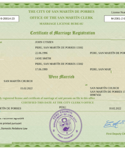 Peru marriage certificate Word and PDF template, fully editable