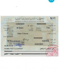 ALGERIA Visa PSD template, with fonts