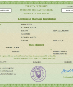 Slovakia marriage certificate Word and PDF template, completely editable