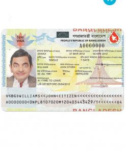 BANGLADESH visa PSD template, completely editable, with fonts