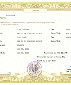 enegal marriage certificate Word and PDF template, fully editable