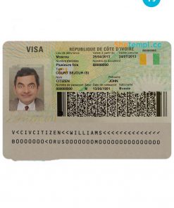 COTE D’IVOIRE visa PSD template, fully editable