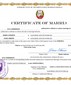 North Macedonia marriage certificate Word and PDF template, completely editable
