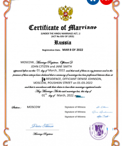 Russia marriage certificate Word and PDF template, fully editable