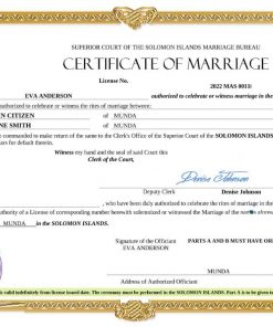 Solomon Islands marriage certificate Word and PDF template, completely editable