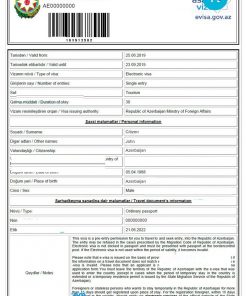 AZERBAIJAN Electronic Visa PSD template, completely editable, with fonts