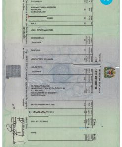 TANZANIA birth certificate PSD template, completely editable, version 2