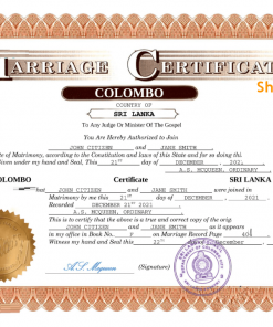 Sri Lanka marriage certificate Word and PDF template, completely editable