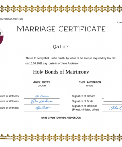 Qatar marriage certificate Word and PDF template, fully editable