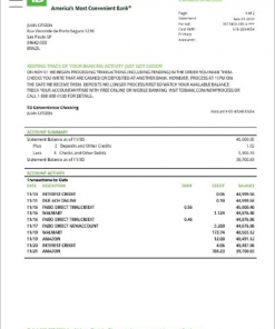 Brazil TD bank proof of address statement template in Word and PDF format (.doc and .pdf)