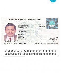 BENIN visa PSD template, with fonts