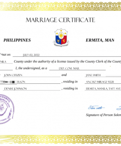 Philippines marriage certificate Word and PDF template, completely editable