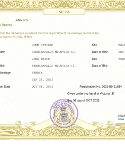 Serbia marriage certificate Word and PDF template, completely editable