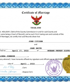 Thailand marriage certificate Word and PDF template, fully editable