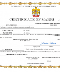 UAE marriage certificate Word and PDF template, fully editable