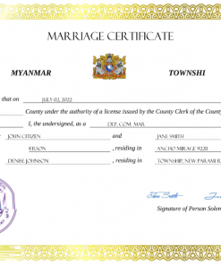 Myanmar marriage certificate Word and PDF template, completely editable