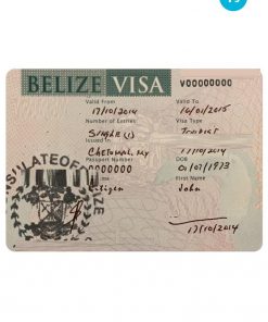 BELIZE visa PSD template, with fonts