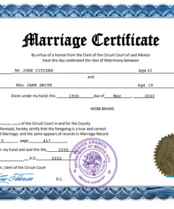 Mexico marriage certificate Word and PDF template, completely editable