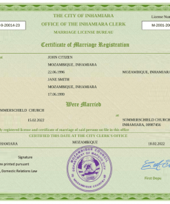 Mozambique marriage certificate Word and PDF template, fully editable
