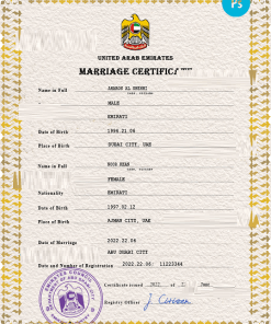 UAE marriage certificate PSD template, completely editable