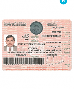 UNITED ARAB EMIRATES residence visa PSD template, with fonts