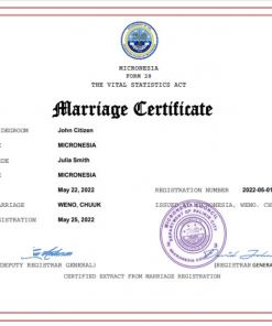 Micronesia marriage certificate Word and PDF template, fully editable