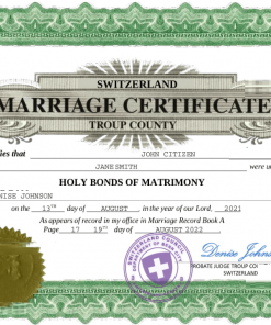 Switzerland marriage certificate Word and PDF template, completely editable