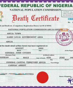 Nigeria vital record death certificate PSD template, version 2