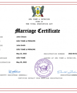 Sao Tome and Principe marriage certificate Word and PDF template, fully editable