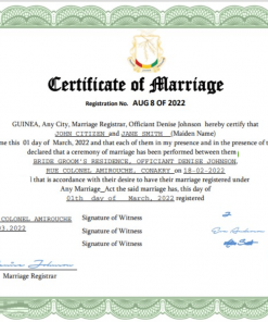 Guinea marriage certificate Word and PDF template, fully editable