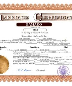 Mali marriage certificate Word and PDF template, fully editable