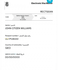 United Kingdom electronic visa waiver PSD template, fully editable