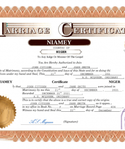 Niger marriage certificate Word and PDF template, completely editable
