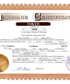 Japan marriage certificate Word and PDF template, fully editable