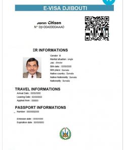 DJIBOUTI electronic travel visa PSD template, with fonts