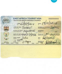 EAST AFRICA tourist visa PSD template, completely editable, with fonts