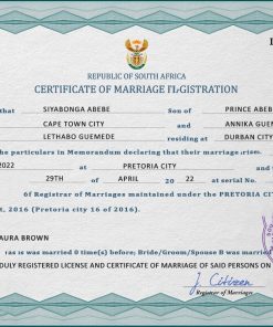 South Africa marriage certificate PSD template, completely editable