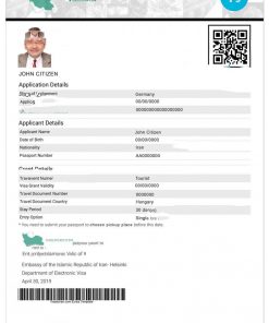 IRAN electronic visa PSD template, fully editable