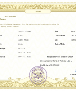 Latvia marriage certificate Word and PDF template, fully editable