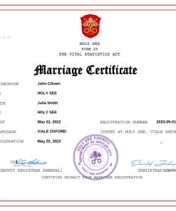 Holy See marriage certificate Word and PDF template, completely editable