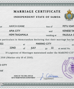 Samoa marriage certificate PSD template, completely editable